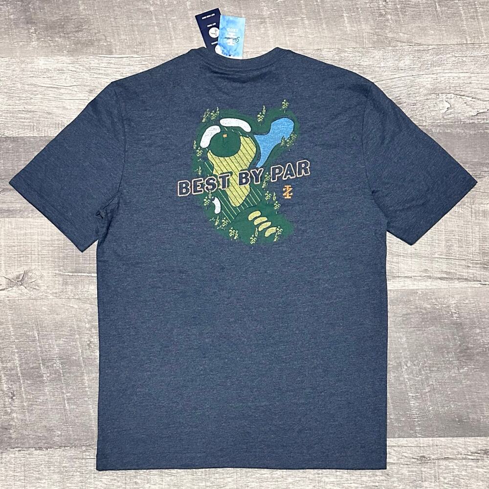 IZOD Saltwater NEW Crew T-Shirt Mens S Blue Golfing Graphic Short Sleeve Casual